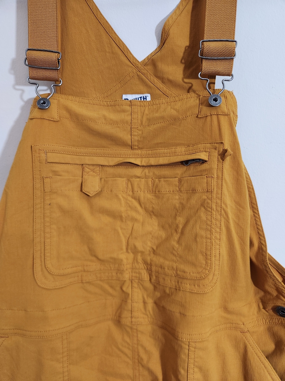 Duluth Trading Yellow Short Overalls Shortalls Gardening Gold Mustard Workwear - Picture 2 of 9